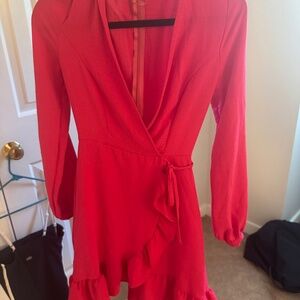 hot pink altar'd state dress-long sleeves and wrap detail